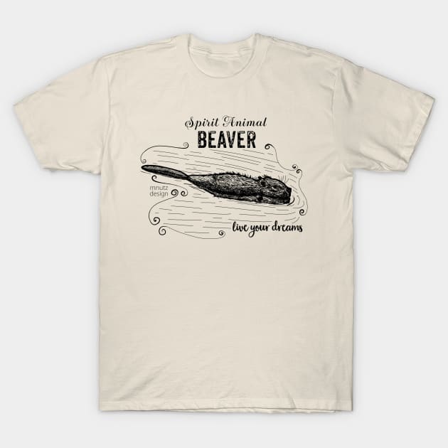 Spirit animal Beaver black T-Shirt by mnutz